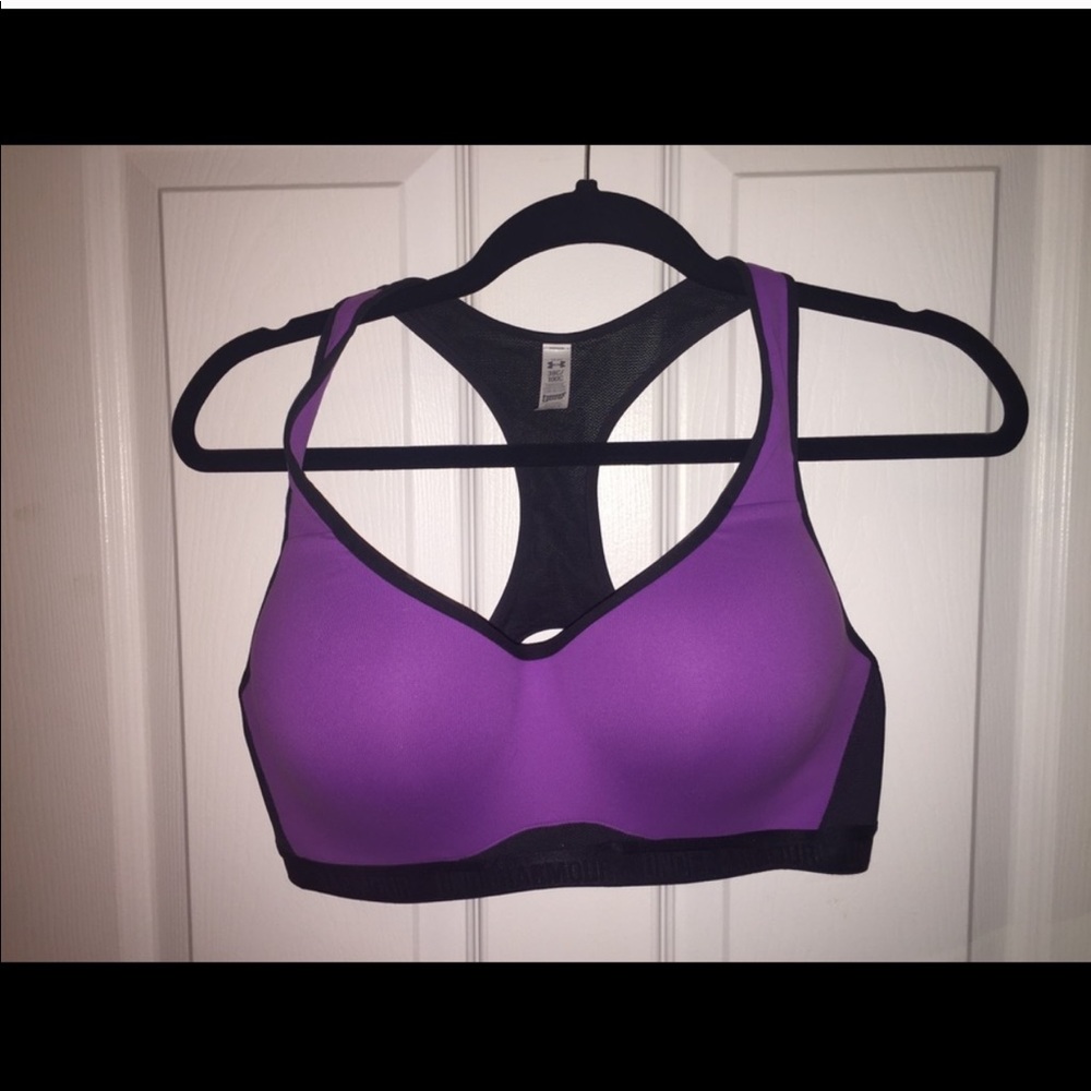 Purple high impact under armour sports bra